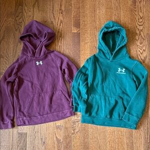 Under Armour Kids' size small maroon and green Hoodies - lot of two